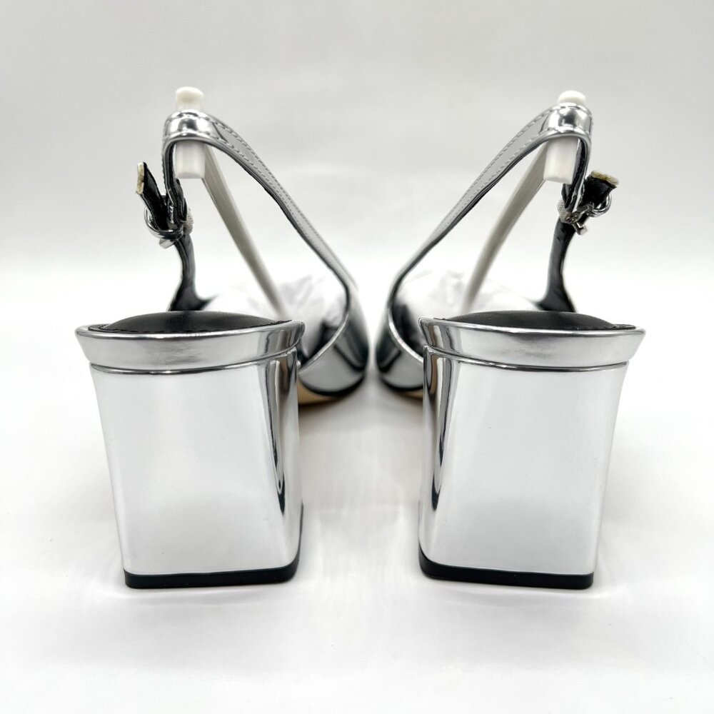 Marc Fisher Womens 9M Lethe Silver Mirror Slingback Heels Pumps Shoes - Picture 7 of 13